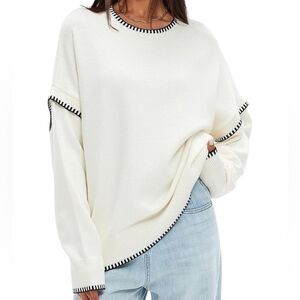 DARONG Long Sleeve Crewneck Pullover Oversized Sweater S/M